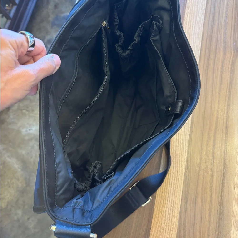 kate spade Black Messenger Bag with Canvas Material and Adjustable Strap